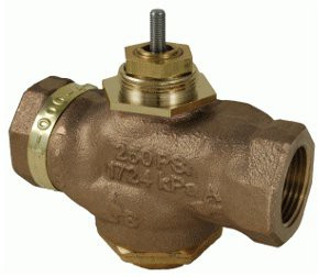 SCHNEIDER ELECTRIC 31677 4-10 Series Vb-7000 Three-Way Globe Valve Body, Npt Threaded Straight Pipe End Connection, Mixing, Brass Plug, 1-1/2" Port Size