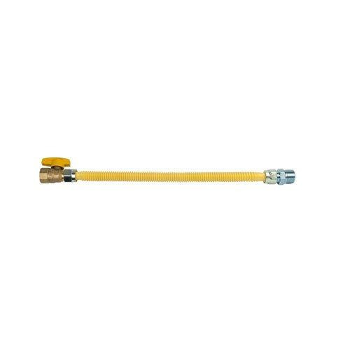 T&S Brass BCSSC1J18 BrassCraft ProCoat 3/4" MIP x 3/4" FIP Ball Valve x 18" Stainless Steel 5/8" O.D Gas Connector (164,200 BTU)