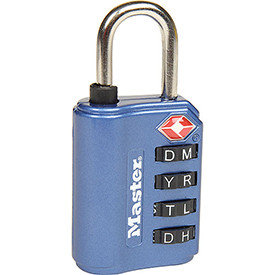 MASTERLOCK B1532950 MASTERLOCK & #174 TSA-Accept Set-Your Own Combination Zinc Padlock, No. , Assorted Colors