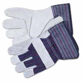 Mcr Safety 754250XL Split Leather Palm Gloves, Gray, C-Grade, 2-1/2" Rubber Safety Cuff, 1-Pair