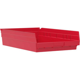 Akro-Mils 752362RD 30150 12-Inch by 8-Inch by 4-Inch Plastic Nesting Shelf Bin Box, Red, Case of 12