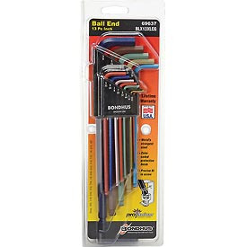 Bondhus 501219 Set 13 ColorGuard & #8482 Ball End L-Wrenches - Extra Long Arm (.050"-3/8")