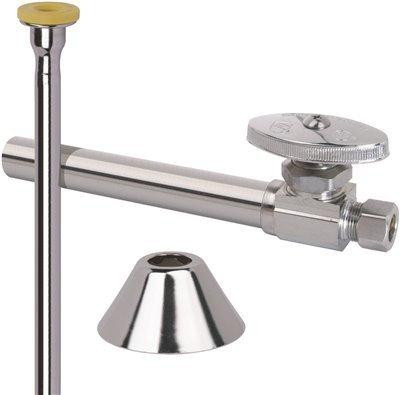 T&S Brass TOILET SUPPLY KIT, MULTI-TURN STRAIGHT VALVE WITH 5 IN. EXTENSION, 1/2 IN. SWEAT X 3/8 IN. COMPRESSION, LEAD FREE T&S Brass CS403DLX C