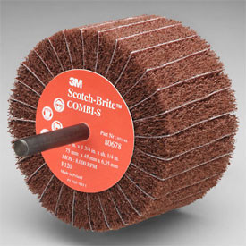 3M B297761 & #8482 Scotch-Brite & #8482 Combi-S Wheel 80678 3" x 1-3/4" x 1/4" Shank P120 Grit Aluminum Oxide