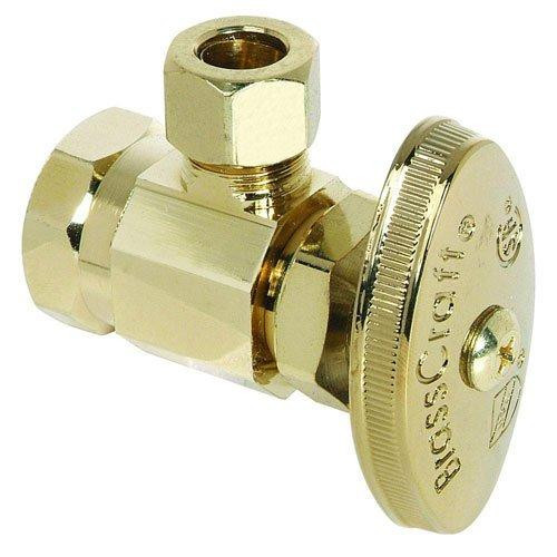 T&S Brass OR17X P BrassCraft 1/2" FIP x 3/8" O.D. Compression Brass Multi-Turn Angle Valve in Polished Brass