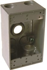 Hubbell 662053Hubbell WEATHERPROOF BOX SINGLE GANG FIVE 3/4 IN. OUTLETS GRAY