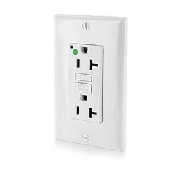 Leviton 2493462 GFNT2-HGW 20A-125V Extra-Heavy Duty Hospital Grade Non-Tamper-Resistant Duplex Self-Test GFCI Receptacle, 20-Amp, White,
