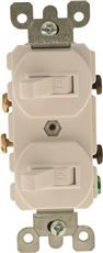 Leviton 606676  15 Amp, 120/277 Volt, Duplex Style Single-Pole / Single-Pole AC Combination Switch, Grounding, White