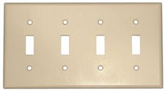Leviton 609016  4-Gang Toggle Device Switch Wallplate, Standard Size, Thermoset, Device Mount, Ivory