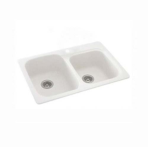 Swan 2475677 SWAN® DOUBLE-BOWL KITCHEN SINK, 22 D X 33 W IN., WHITE
