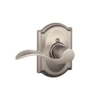 SCHLAGE F170ACC619CAMLH Lock Company Satin Nickel Single Dummy Single Dummy Accent Door Lever with the Decorative Camelot Rose for Left Handed Doors