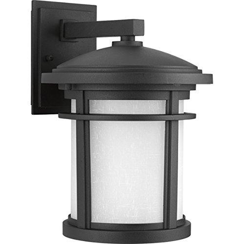 Progress Lighting 94608531  1-Lt. Med. Wall Lantern (9") Etched White Linen glass cylindrical diffuser