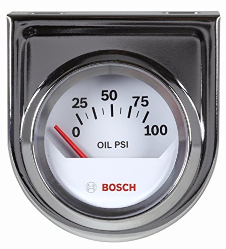 Bosch BOSFST8202 Bosch Style Line 2" Electrical Oil Pressure Gauge (White Dial Face, Chrome Bezel)