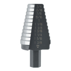 Vise Grip VGPUN21 Vise Grip Tools Unibit #21 13/16-Inch to 1-3/8-Inch Step-Drill Bit, 1/2-Inch Shank ()