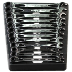 SK Hand Tool SKT80019 Wrench Set - X-Frame Metric Ratcheting Handtools, 12 Pc. Fractional Tool Kit. Lowest Arc Wrench Tool