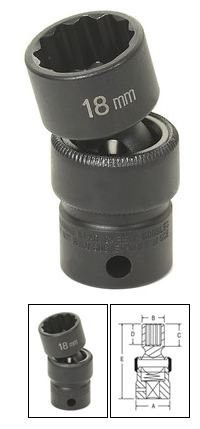 Grey Pneumatic GRE1119UM 3/8" Drive x 19mm Standard Universal- 12 Point