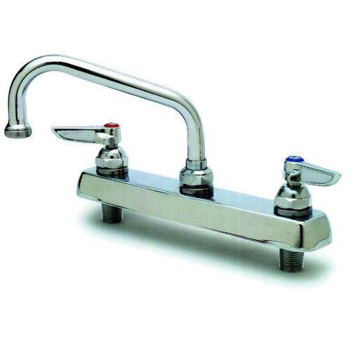 T&S Brass B-1120-QT Work Board Faucet, 8" Deck Mount, 6" Nozzle, Lever Handles, Quarter-Turn