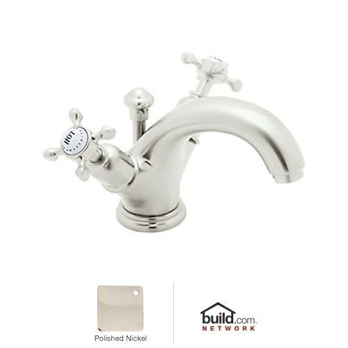 Rohl 111711 U.3626X-2 Perrin and Rowe Bathroom Faucet with Pop-Up Drain and Metal Cross, Polished Nickel