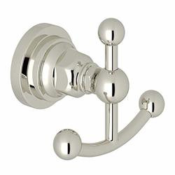 Rohl A1481LIPN Rohl San Giovanni Bath Wall Mounted Double Robe Hook Clothes Hanger In Polished Nickel