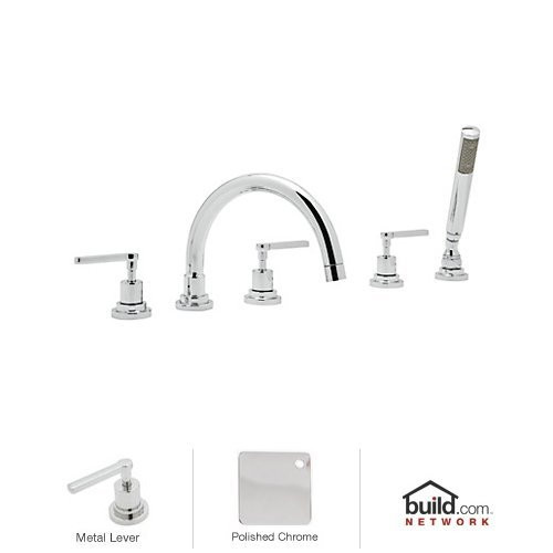 Rohl A2214LMAPC Rohl Lombardia Bath Five Hole Deck Mounted Tub Filler In Polished Chrome With Metal Lever