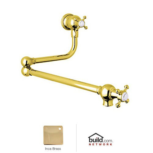 Rohl 107531 U.4798X-IB-2 Perrin and Rowe Wall Mounted Pot Filler with Metal Cross Handles, Inca Brass