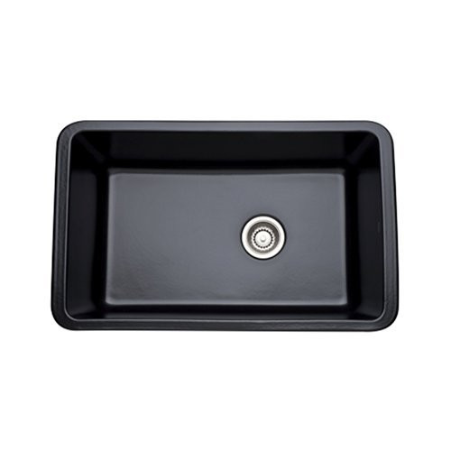 Rohl 117576 31-1/8-Inch by 19-5/8-Inch by 11-Inch Allia Single Bowl Undermount Fireclay Kitchen Sink in Matte Black