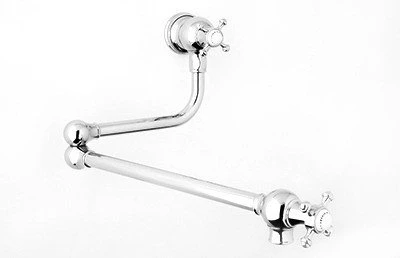 Rohl U.4798X-PN-2 Perrin & Rowe Edwardian Era Wall Mounted Swing Arm Pot Filler With Cross Handles