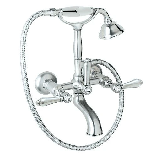 Rohl 106589 Country Bath Exposed Wall Mounted Tub Shower Mixer with Handshower and Metal Levers, Polished Chrome