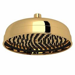 Rohl 105012 - PERRIN & ROWE HOLBORN 8^ DIAMETER SINGLE FUNCTION SHOWER ROSE SHOWERHEAD WITH SWIVEL AND EASY CLEAN ANTI-CAL SPRAY PATTERN IN ENGLISH GOLD