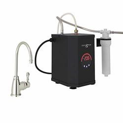 Rohl 108573 KIT ITALIAN KITCHEN HOT WATER DISPENSER FAUCET WITH SINGLE LEVER AND ^C^ SPOUT COMPLETE WITH HOT WATER TANK AND FILTER IN POLISHED NICKEL