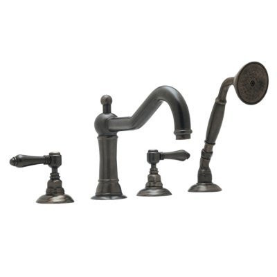 Rohl A1404XMPN Rohl Italian Bath Acqui Four Hole Deck Mounted Tub Filler In Polished Nickel With