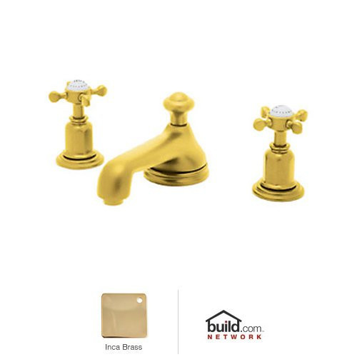 Rohl 111407 U.3706X-IB-2 Perrin and Rowe Widespread Bathroom Faucet with Metal Cross Handle, Inca Brass