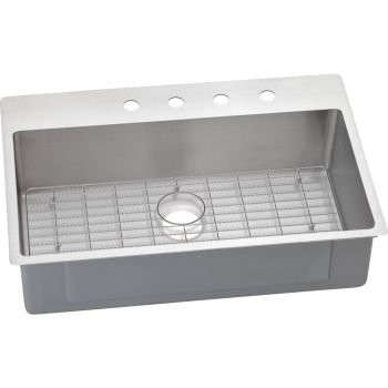 Elkay EECTSRS33229TBGFR2 Crosstown 18 Gauge Stainless Steel 33' X 22' X 9' Single Bowl Dual Mount Kitchen Sink Kit.