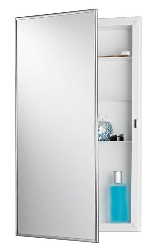 Jensen R781045 16X26 Recess Mount Plastic Body Medicine Cabinet With A Stainless Steel Frame And 3 Fixed Plastic Shelves