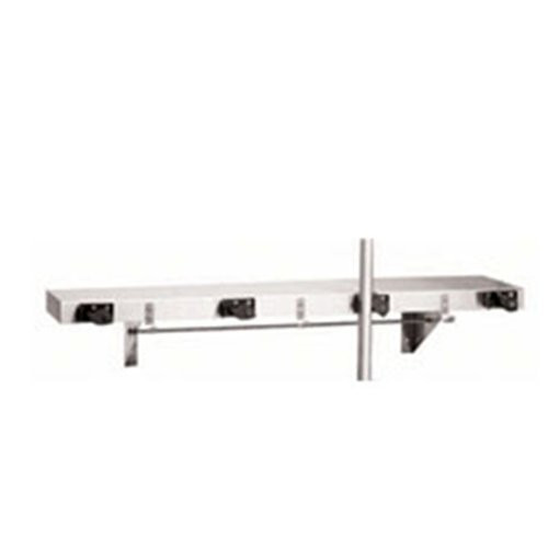 Bobrick 224x36  304 Stainless Steel Utility Shelf with Mop/Broom Holders and Rag Hooks, Holds 4 Mops, Satin Finish, 36" Length x 6" Height x 8" Depth
