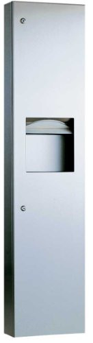 Bobrick 38034  TrimLineSeries Stainless Steel Recessed Paper Towel Dispenser and Waste Receptacle, Satin Finish, 13" Width x 55-1/8" Height x 3-5/8" Depth