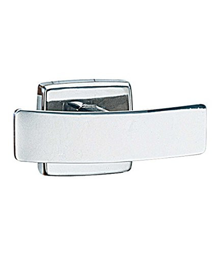 Bobrick 672 7 ClassicSeries Stainless Steel Surface Mounted Double Robe Hook, Satin-Finish, 2" Length x 2" Width x 2-5/16" Projection