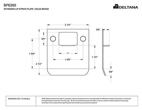 Deltana SPE250U10B SPE250 2-1/2" x 2-1/4" Extended Lip Strike Plate, Oil Rubbed Bronze
