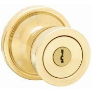 KWIKSET 740A-3S Abbey Entry Knob featuring SmartKey in Polished Brass