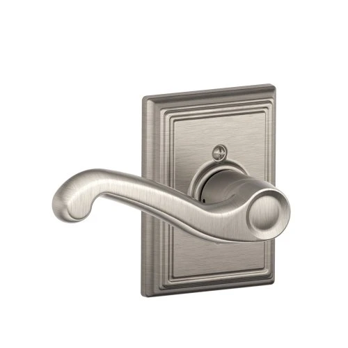 SCHLAGE F170FLA619ADDLH F170-FLA-ADD-LH Flair Left Handed Single Dummy Door Lever with Decorativ, Satin Nickel