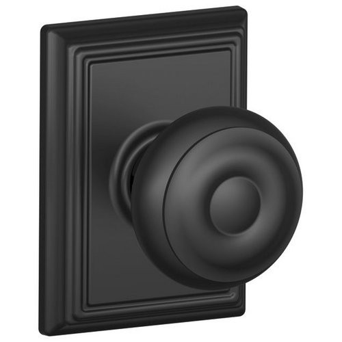 SCHLAGE F10GEO622ADD F10-GEO-ADD Passage Georgian Door Knobset with the Decorative Addison Ro, Matte Black.