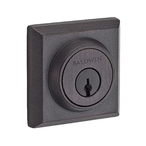 Baldwin SCTSD112  Reserve Single Cylinder Traditional Square Deadbolt in Aged Bronze Finish.