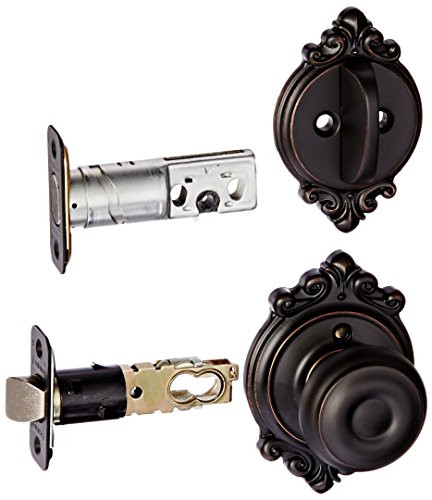 SCHLAGE F59GEO716BRK Lock Company Aged Bronze Georgian Interior Pack Knob Set with Single Cylinder Deadbolt and Decorative Brookshire Rose.