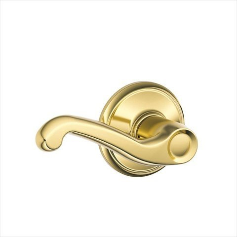 SCHLAGE F10FLA605 F10 Flair Passage Lock with 16080 Latch 10027 Strike Bright Brass Finish 043156793518 .