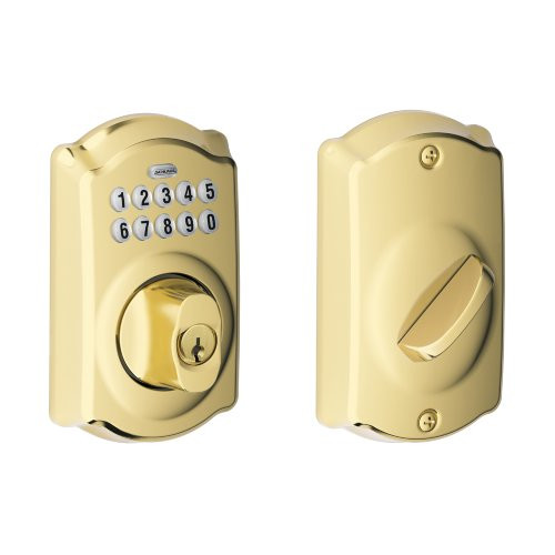 SCHLAGE BE365CAM505 BE365 CAM 505 Camelot Keypad Deadbolt, Bright Brass