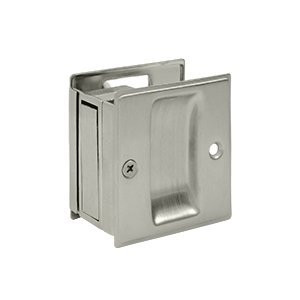 Deltana SDP25U14 SDP25 2-1/2" x 2-3/4" Solid Brass Adjustable Pocket Door Passage Lock, Satin Nickel.