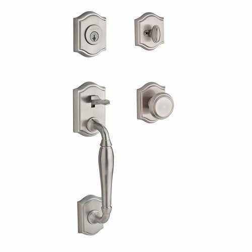Baldwin SCWESXTRATAR150  Reserve Single Cylinder Handleset Westcliff x Traditional with Traditional Arch Rose in Satin Nickel Finish