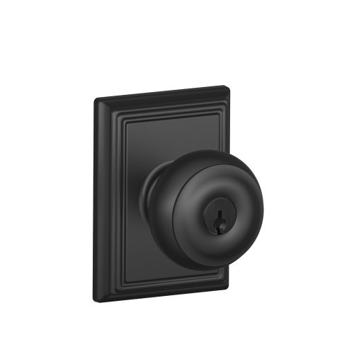 SCHLAGE F51AGEO622ADD Lock Company Matte Black Georgian Keyed Entry F51A Panic Proof Door Knob with Addison Rosette