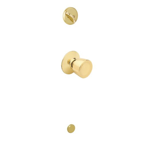 SCHLAGE F59BEL605 F59 BEL 605 Bell Interior Knob with Deadbolt, Bright Brass (Interior Half Only)