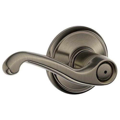 SCHLAGE F40FLA620 F40 Flair Privacy Lock with 16080 Latch 10027 Strike Antique Nickel Finish